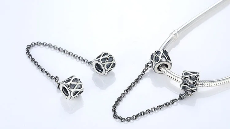 

Classic Real S925 Sterling Silver Daisy Safety Chain Charm Original Pan Bracelet For Women Beads DIY Chain Jewelry Gift