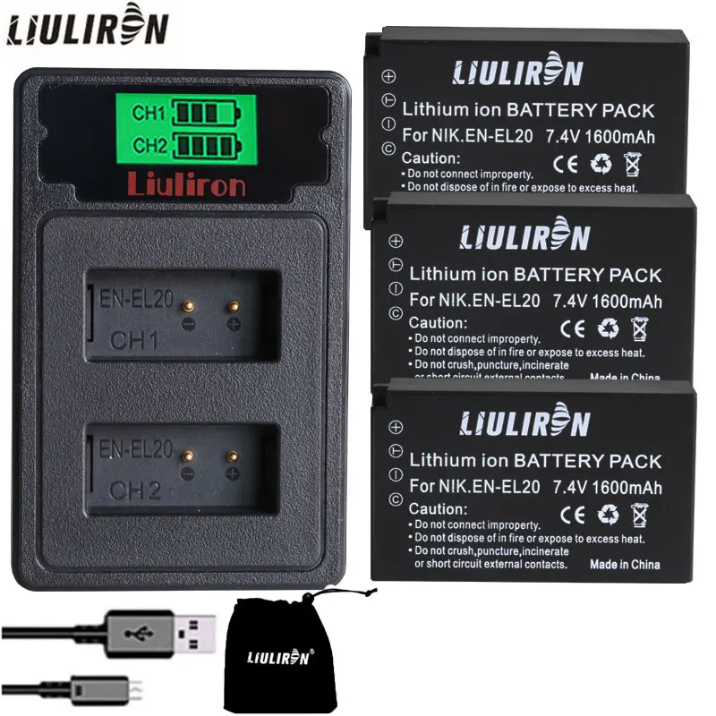 Акумуляторная батарея EN EL20 EL20A RU el20 el20a Батарея + ЖК дисплей Dual USB Зарядное