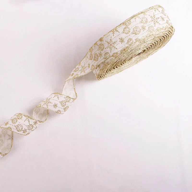 Женская льняная лента Золотая Снежинка Блестящая декоративные ленты для