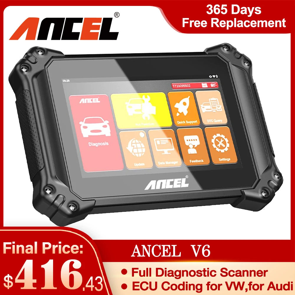 

Ancel V6 OBD2 Scanner Professional WIFI Full System Active Test EPB Injector SAS TPMS Reset Auto Car Diagnostic Tools