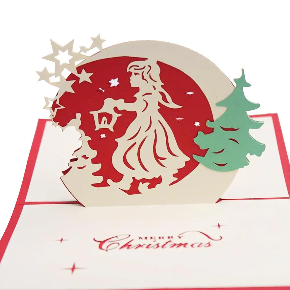 Рождественская елка девочка 3d открытка Свадебный на день рождения праздничный