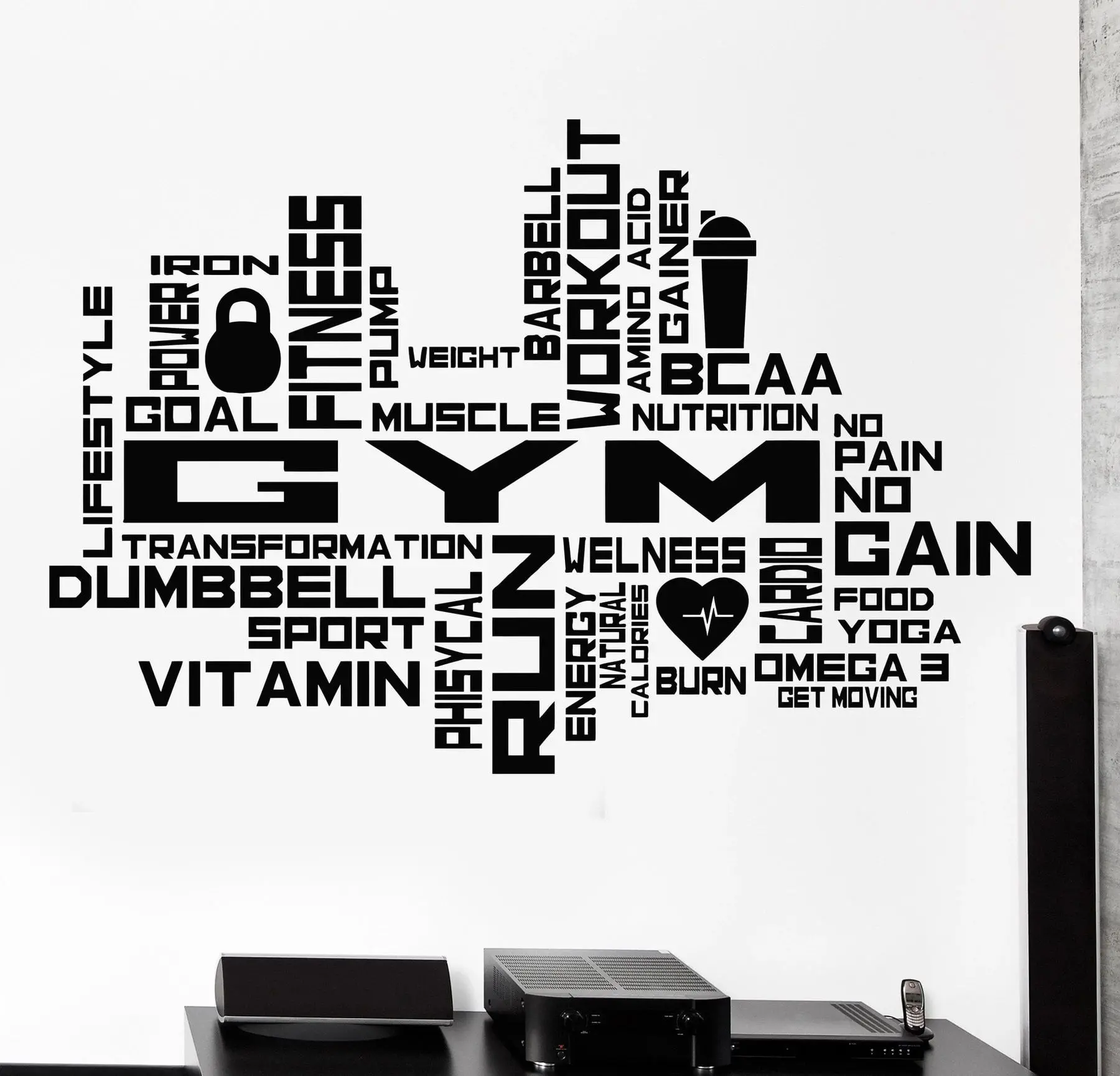 Vinyl wall decal fitness motivation sport beautiful body health sticker gym surface home fashion decoration JSF32|Наклейки на стену| |