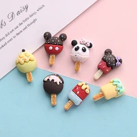 30pcs cute cartoon ice cream resin animal patch cabochon diy scrapbook album mug miniature charms embellishment accessori crafts