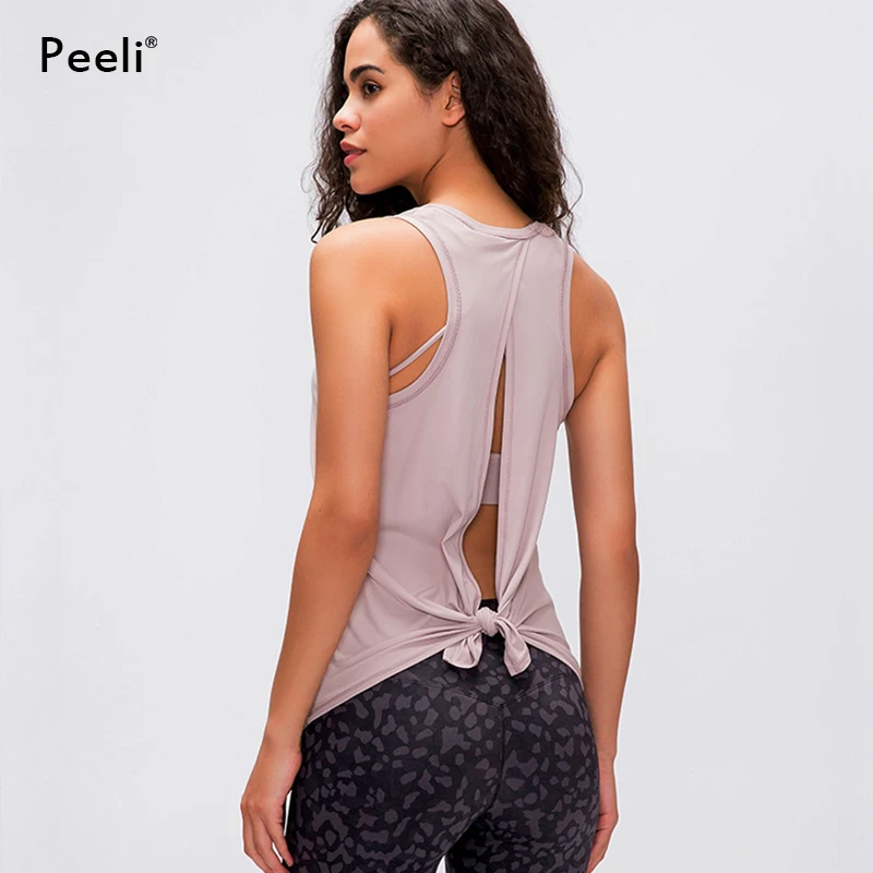 Женская спортивная майка Peeli свободная однотонная дышащая с круглым вырезом для