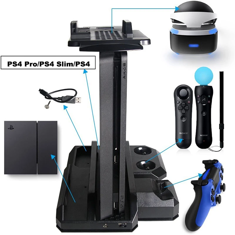 Подставка вертикальная для контроллера консоли Playstation 4 охладитель коннекторов