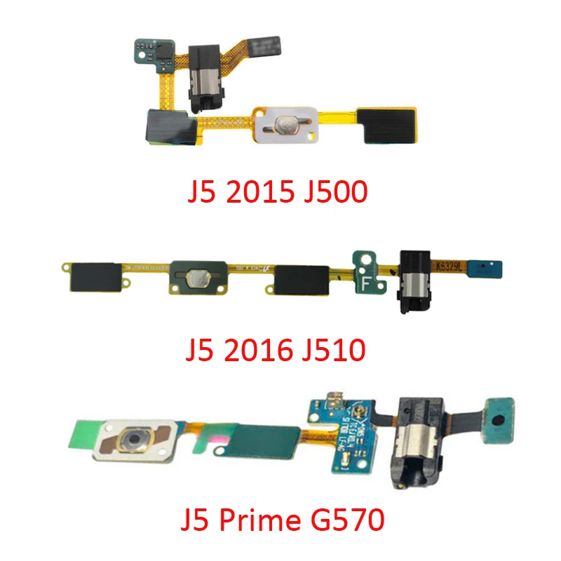 Кнопка «домой», разъем для наушников Samsung J5 Prime, металлический, 2015, 2016, J500, J510, G570, оригинальный телефон, новое меню, гибкий кабель, запасные части