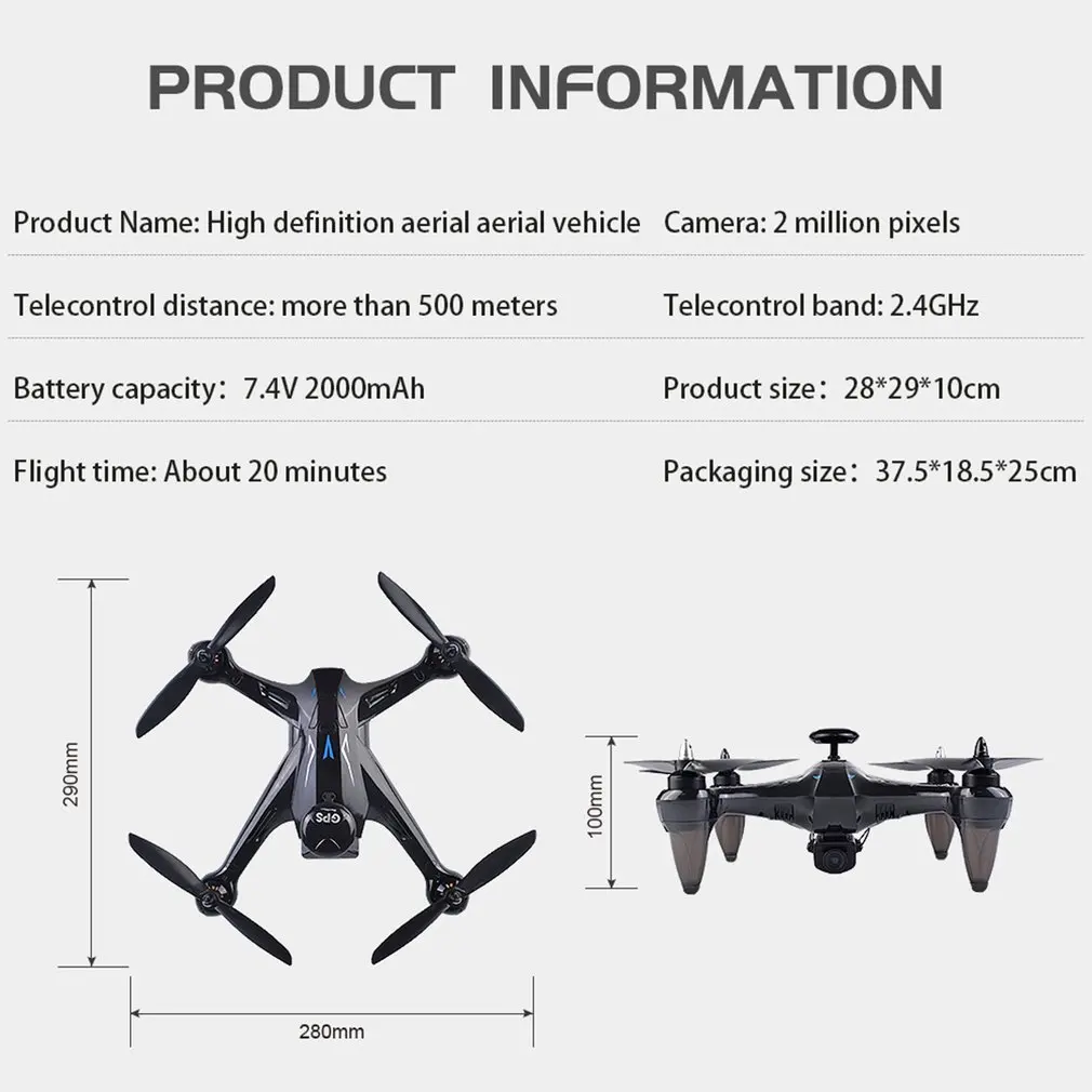 

Professional Drone Ray X198 GPS Drone Four Axis Aircraft With Fixed Height 720P WiFi Camera Quadrocopter RC Drone Model Toy