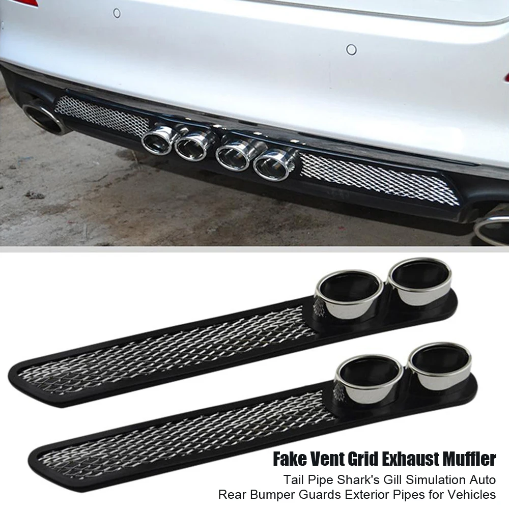 

Fake Vent Grid Exhaust Muffler Tail Pipe Shark's Gill Simulation Auto Rear Bumper Guards Exterior Pipes for Vehicles