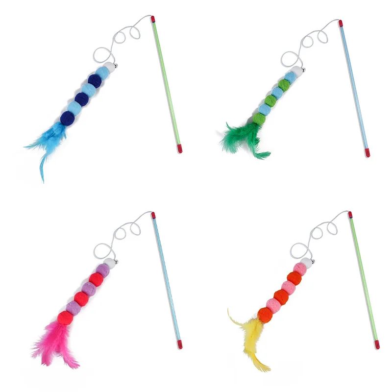 Интерактивная игрушка для кошек мягкие перья и колокольчик Аксессуары с бисером