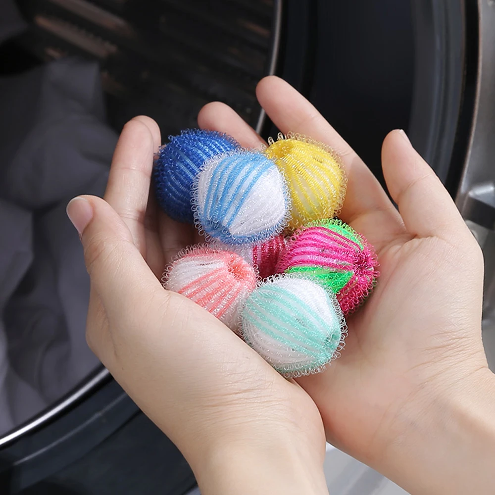 

6pcs Nylon Laundry Ball Decontamination Washing Machine Washing And Protecting Ball Sticking And Removing Hair Removal Cleaning