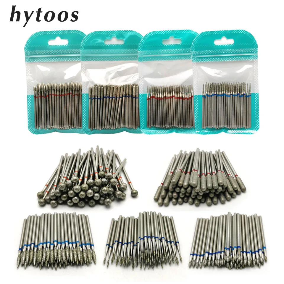 HYTOOS 50Pcs Diamond Nail Drill Bit 3/32&quot Electric Accessories Rotary Cuticle Clean Burr Manicure Cutter Mills | Красота и