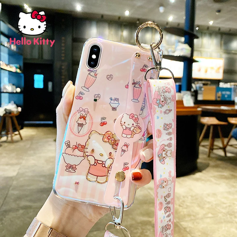 

Hello Kitty Mobile Phone Case Diagonal Strap Is Suitable for IPhone 7P 8P/X/XS/XR/XSMAX Lanyard Wrist Strap Bracket Anti-drop
