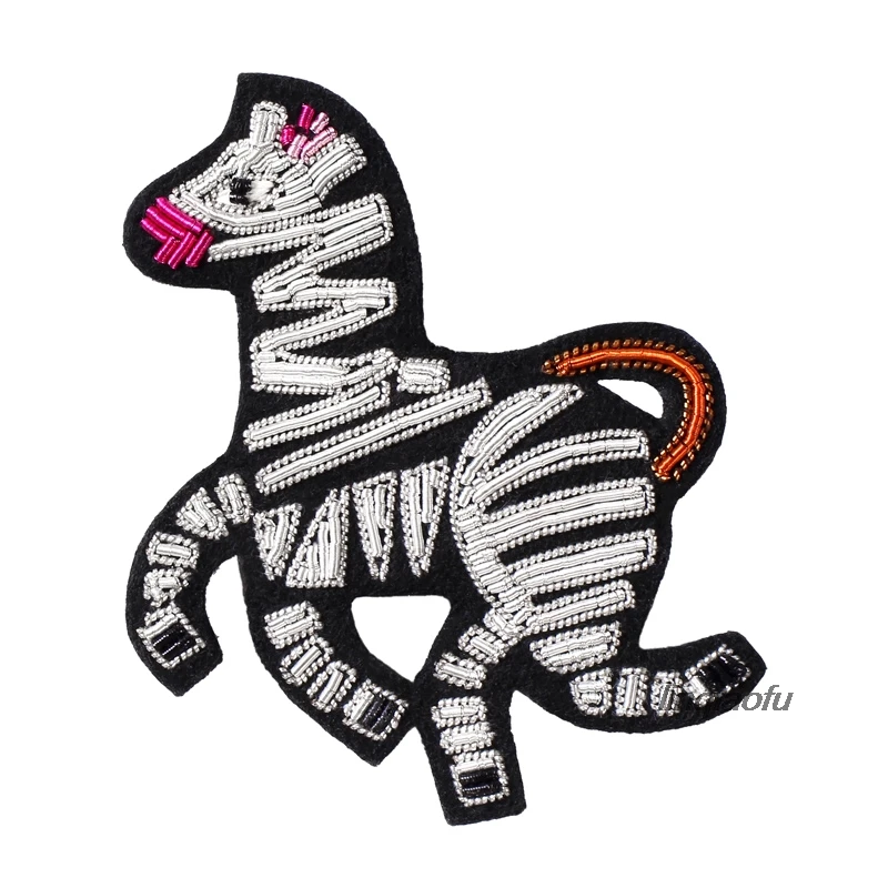 

African series Indian silk embroidery brooch luxury retro pin decoration creative wild cartoon zebra badge