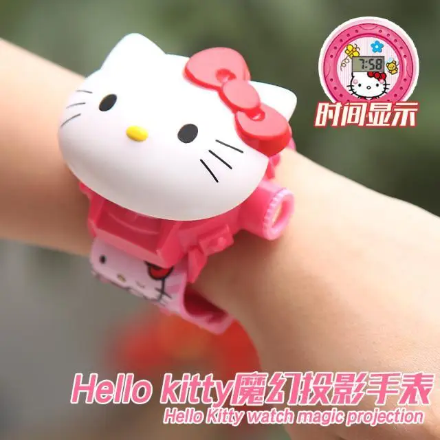 Hellokitty Cat Projection Watch 24 Picture Children Cartoon Electronic Watch Boy and Girl Baby Kindergarten Toys Watch
