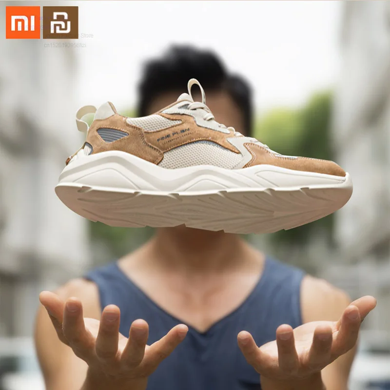 Мужские кроссовки в стиле ретро Xiaomi mijia повседневные кожаные Прошитые слипоны