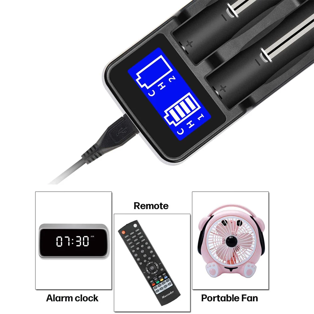 Интеллектуальное зарядное устройство 18650 с ЖК-дисплеем USB 18490 18350 17670 17500 16340(RCR123) 14500