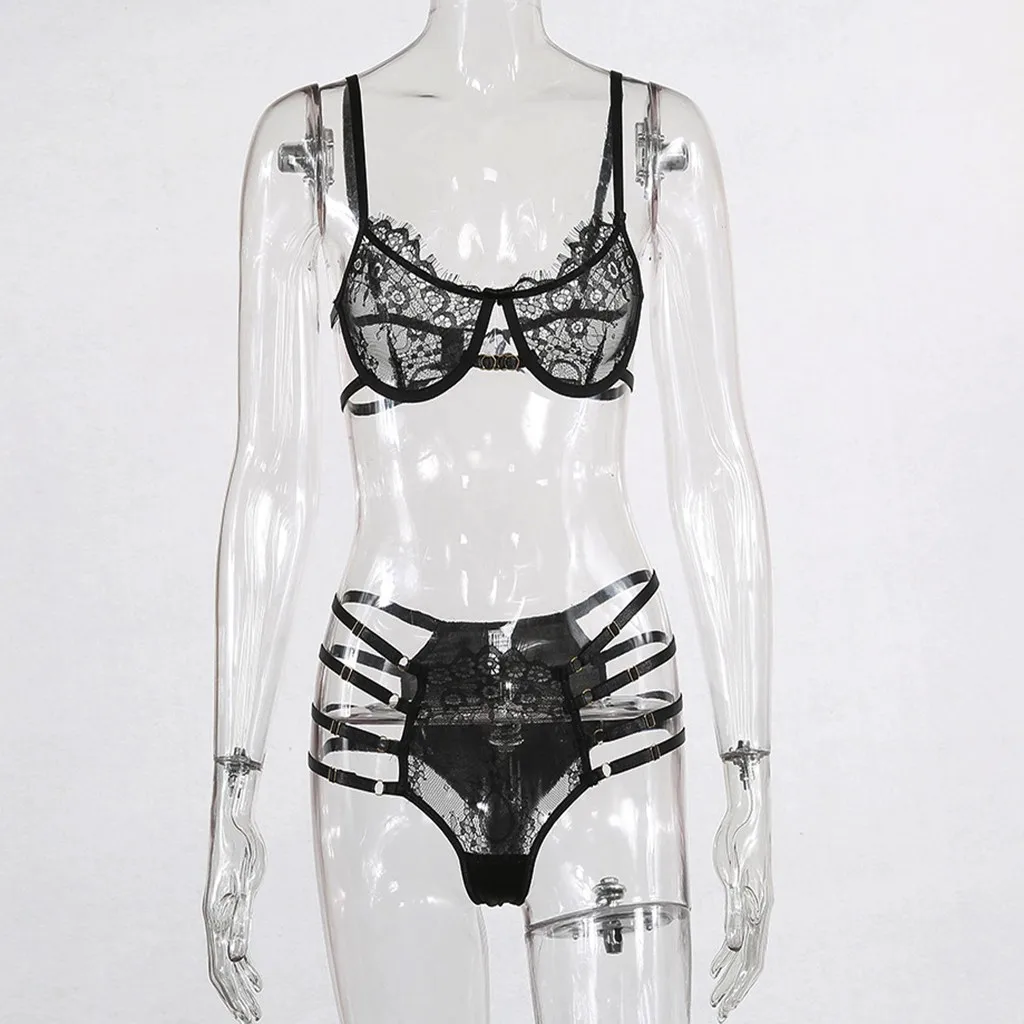 Сексуальный комплект с бюстгальтером нижнего белья прозрачный бюстгальтер