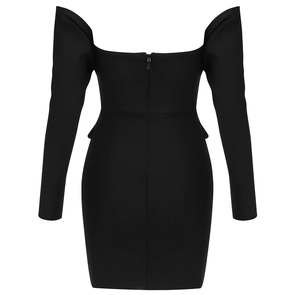 

Ocstrade Bandage Dress Sexy Off Shoulder Black Bandage Dress Bodycon 2021 New Fashion Women Long Sleeve Night Club Party Dresses