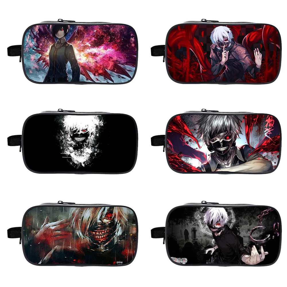 

Чехол для карандашей с рисунком Токийский Гуль, мультяшный чехол для карандашей с двойной молнией, большая емкость, искусственная сумка, Детская сумка для карандашей, подарок