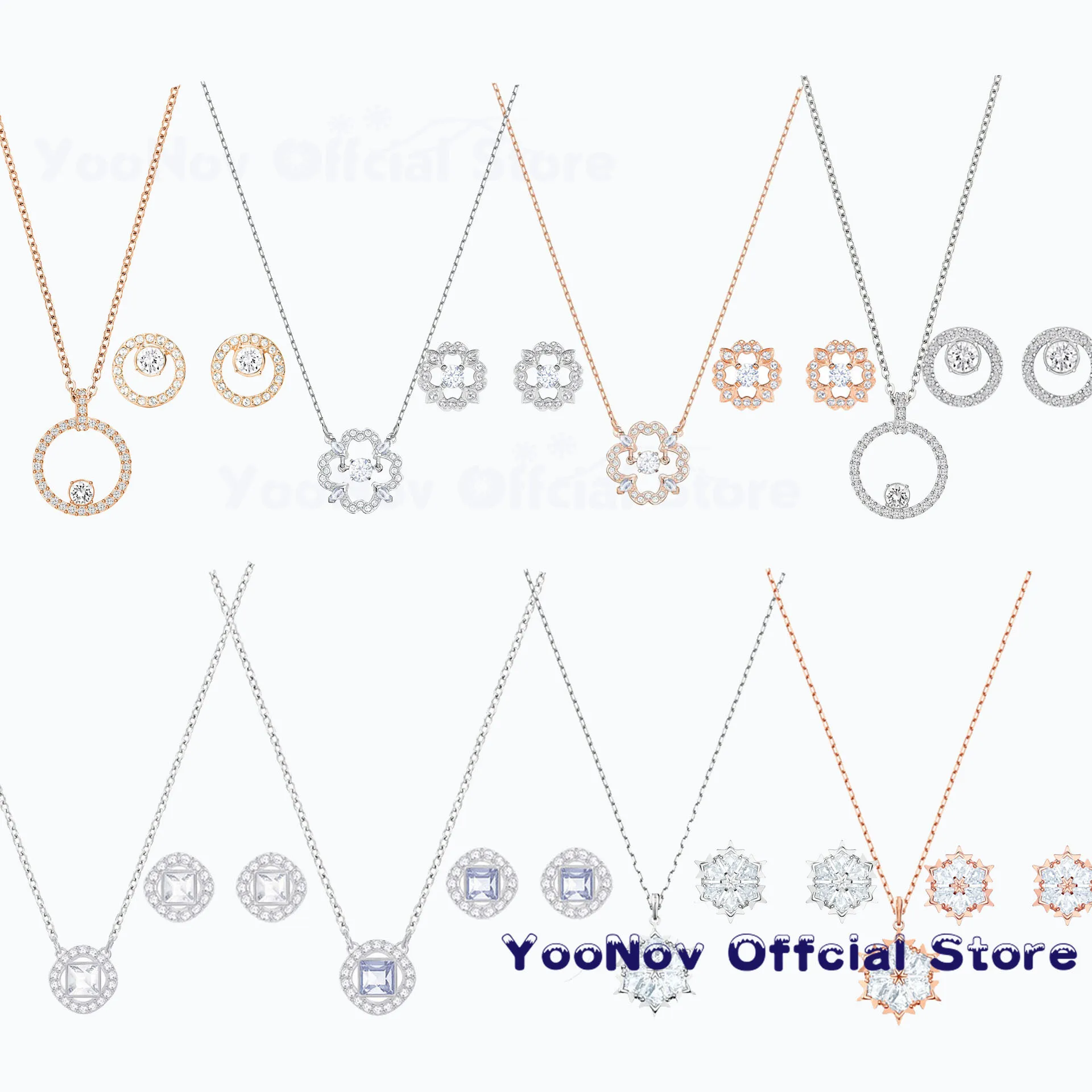 

SWA 1:1 Fashion Jewelry Original Luxury Charm Hollow Geometric Crystal Snowflake Plum Flower Pendant Romantic Jewelry Gift
