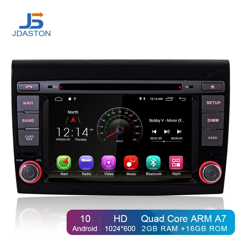 JDASTON Android 10 Автомобильный DVD плеер для Fiat Bravo 2007 2008 2009 2010 2011 2012 GPS навигация 2 Din
