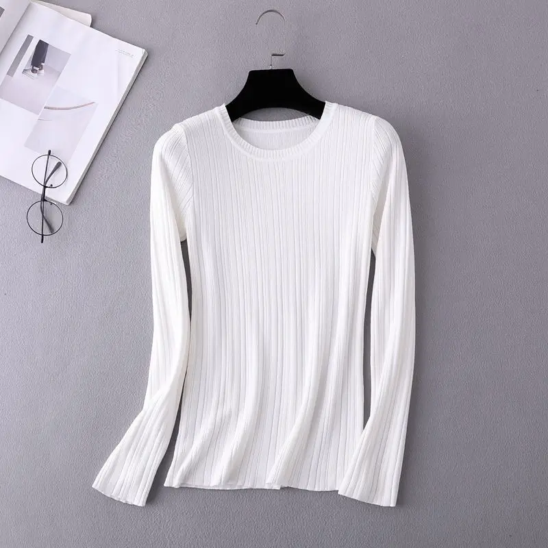 

Autumn Women Sweater Pullover All-Match Slim Sweater Elegant Loose Ladies Fashion V-Neck Casual External Wear Top TT0035