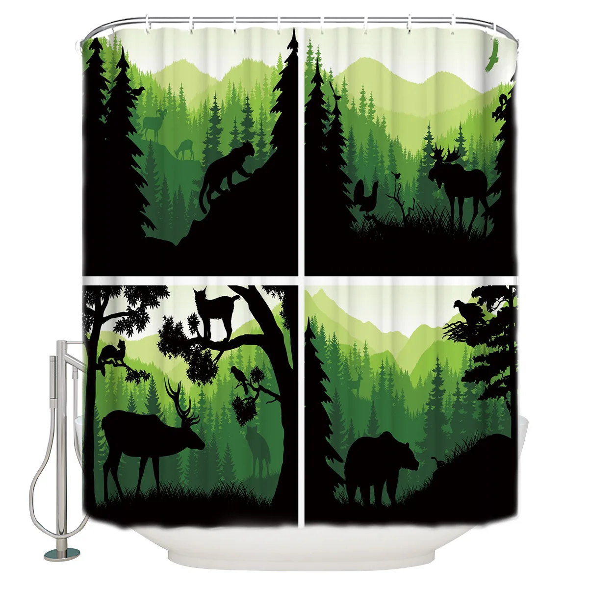Лес животных лося медведь Орел Тигр белка ванная комната занавеска для душа с