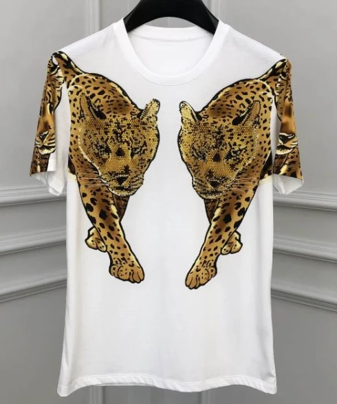 

Мужская Готическая хлопковая Футболка с леопардовым принтом