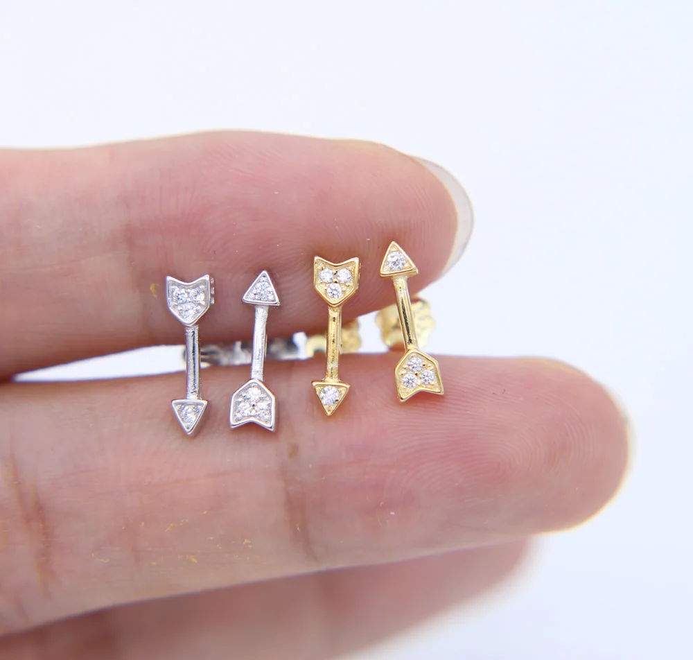 Женские серьги гвоздики в виде стрелы из серебра 925 пробы|Серьги-гвоздики| |