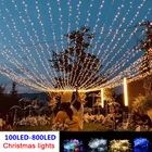 100-800 светодиодная гирлянда на рождественскую елку, Сказочная световая цепочка, водонепроницаемая Гирлянда для дома, сада, свадьбы, вечеринки, уличное праздничное украшение, лампа