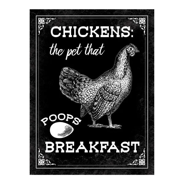 

Цыплята, питомец, который какает завтрак, металлический знак, юмористическое курятник, амбар