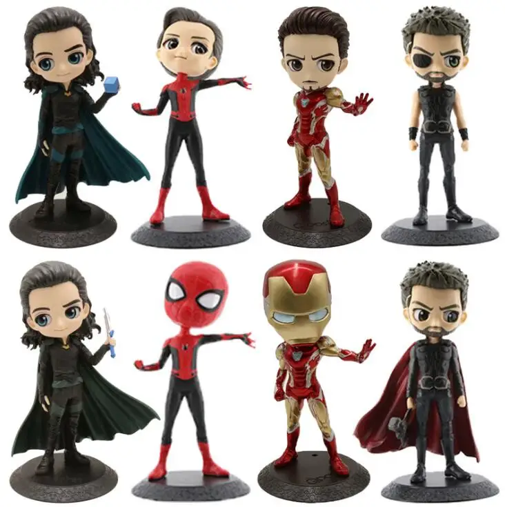 Qposket Loki in Marvels Avengers Ironman Thor Spiderman Captain America Cute Big Eyes Ver. Vinyl Dolls Figure Model Toys