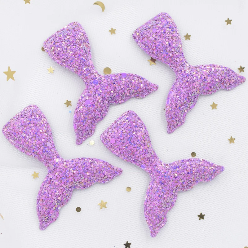 Purple 12 шт. 55*50 мм блестки мягкие патчи блеск хвост русалки аппликации для рукоделия одежды Швейные принадлежности "сделай сам" заколки для волос Декор F66 - Цвет: Purple