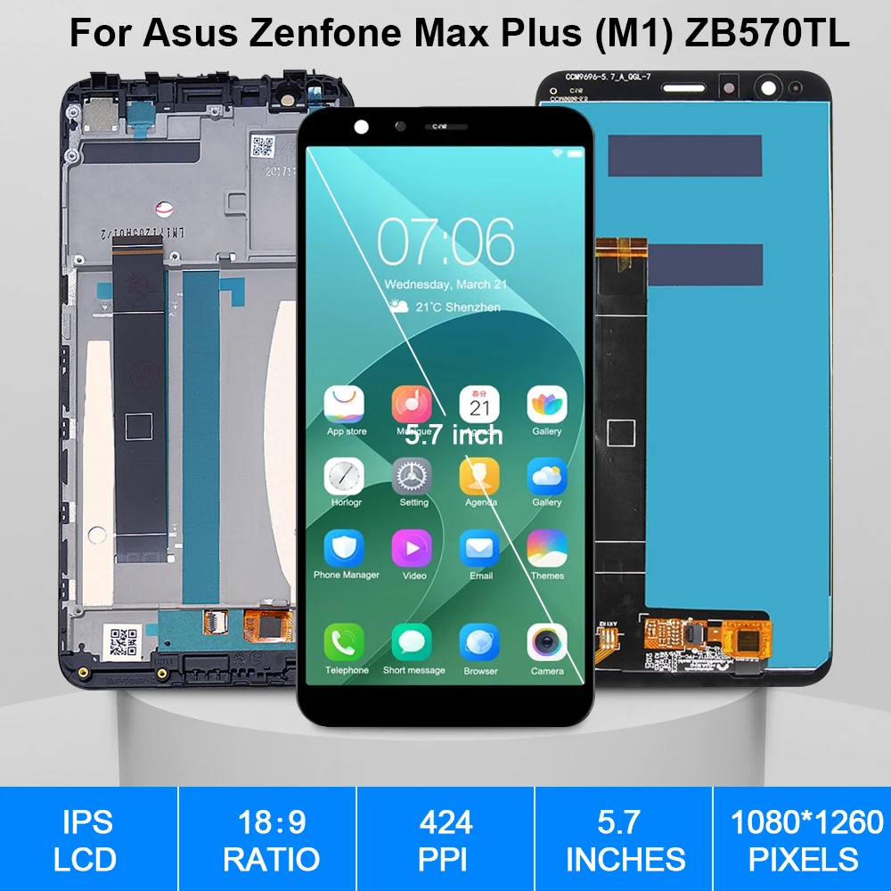 Pantalla t&aacute;ctil Original para Asus Zenfone Max Plus M1 ZB570TL, repuesto de digitalizador LCD, ZB570TL-1