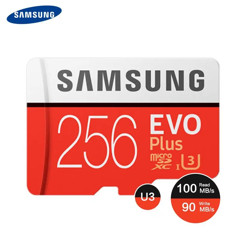 SAMSUNG карта памяти Micro SD карты памяти EVO Plus 256 ГБ 128 Гб 64 Гб 100 МБ/с. SDXC C10 U3 UHS-I, мicro SD, TF карта 32 ГБ для смартфонов и планшетных ПК