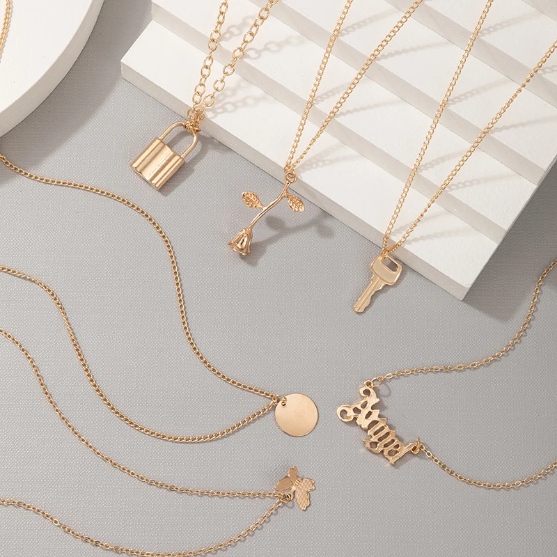 Ожерелье Tocona с подвеской в виде розовых цветов 6 шт./комплект | Украшения и