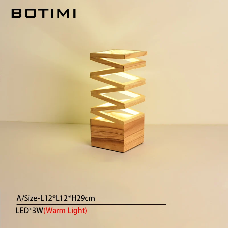 1 Light BOTIMI деревянная настольная лампа в кубовидном стиле для спальни, креативный выдолбленный прикроватный светильник с кнопочным выключателем, домашний декоративный светильник для чтения - Цвет абажура: 1 Light
