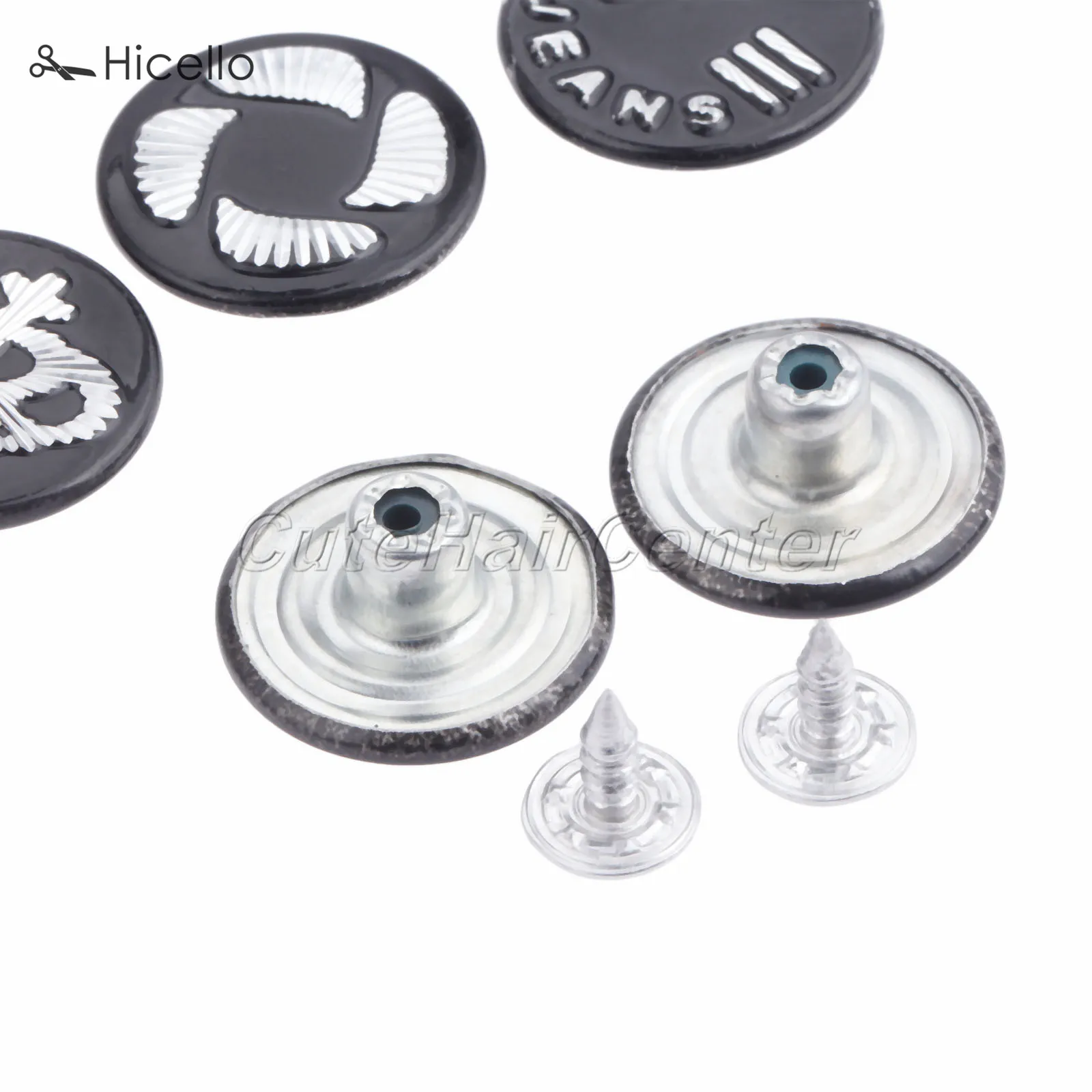 50 комплектов джинсовая пуговица с гвоздями Металл 20 мм черный смешанные узоры