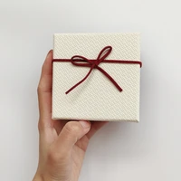jewelry box bow gifts case white red blue packaging square boxes necklace bracelet earring ring cardboard package accessories