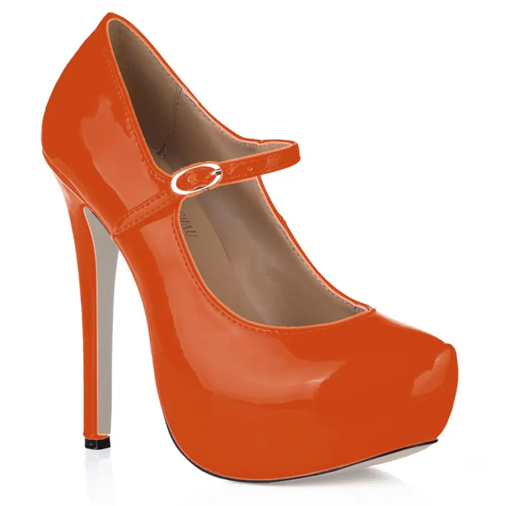 Пикантные женские вечерние туфли-лодочки на платформе с круглым носком; Scarpe da Donna Tacco Alto a Spillo da Sera Lackleder; 3463B-b2 - Цвет: Dark Orange Patent