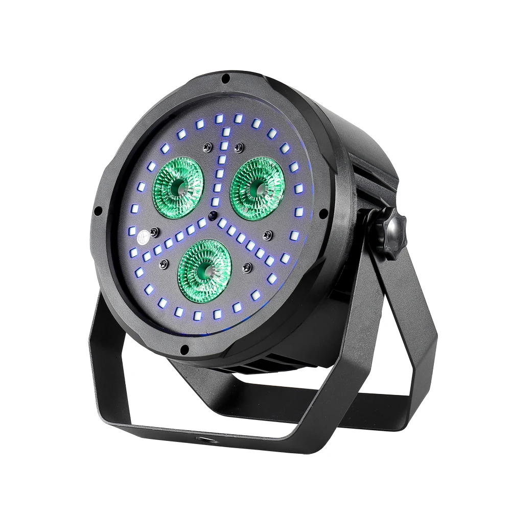 Цветной плоский светодиодный светильник TIPTOP с 2 эффектами 3x18 Вт RGBWA + UV 6 в 1 45