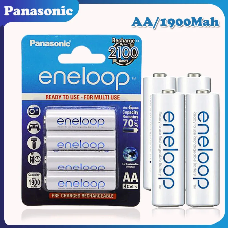 100% Оригинальная Аккумуляторная батарея Panasonic 1 2 в 1900 мАч AA для камеры фонарика