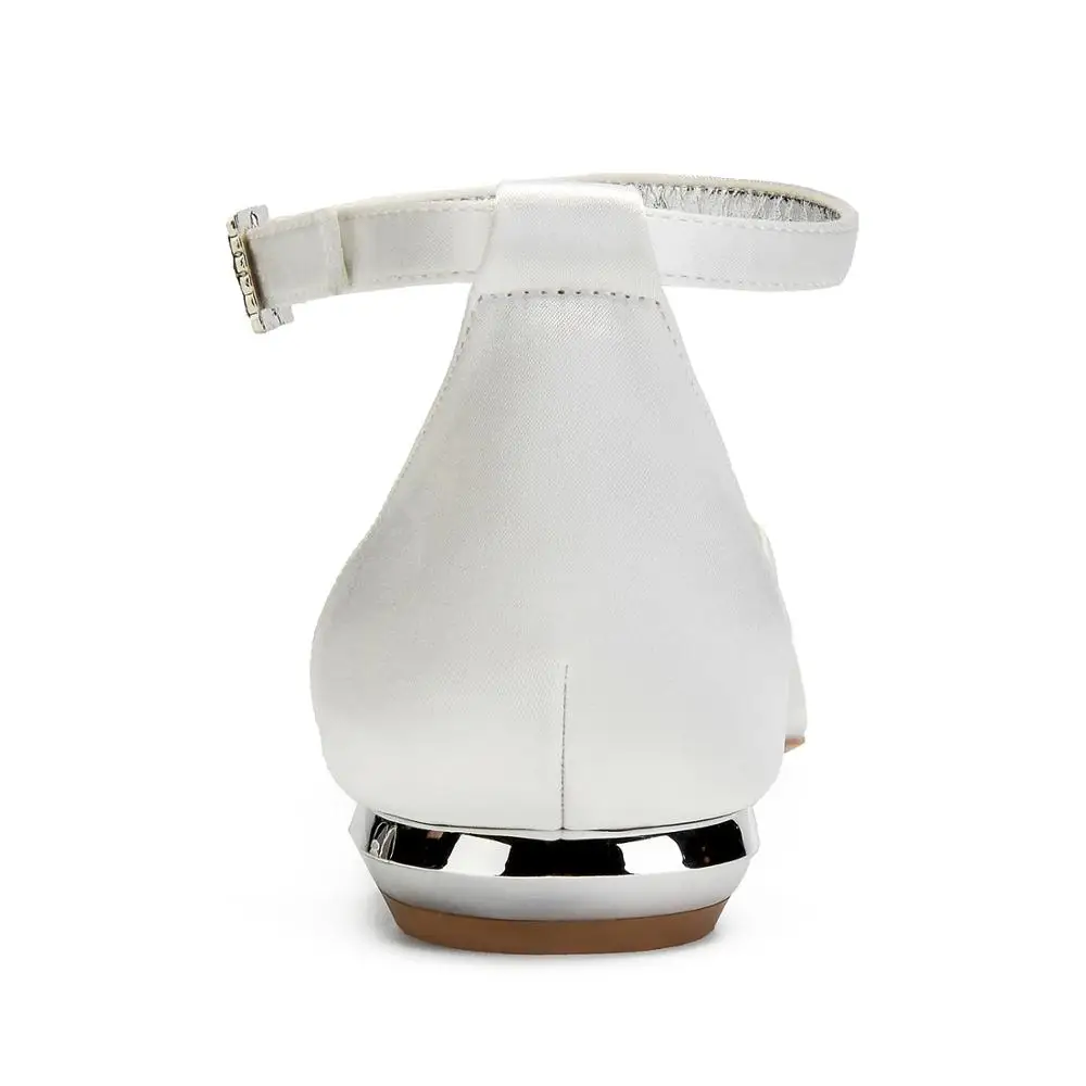 

Womens Satin Ivory Bridal Wedding Shoes Pointed Toe Ankle Strap Ballet Elegant Guest Reception Ballerinas
