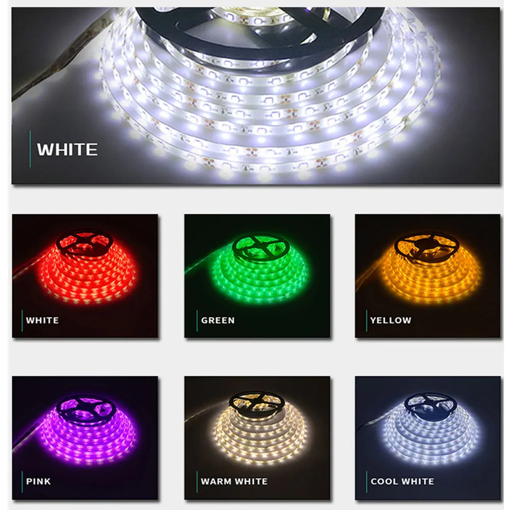 

12V Superbright Cool White 5M 300 LEDs 3528 Flexible Strip Light LED Strip Light Strip GRB IR Remote Controller