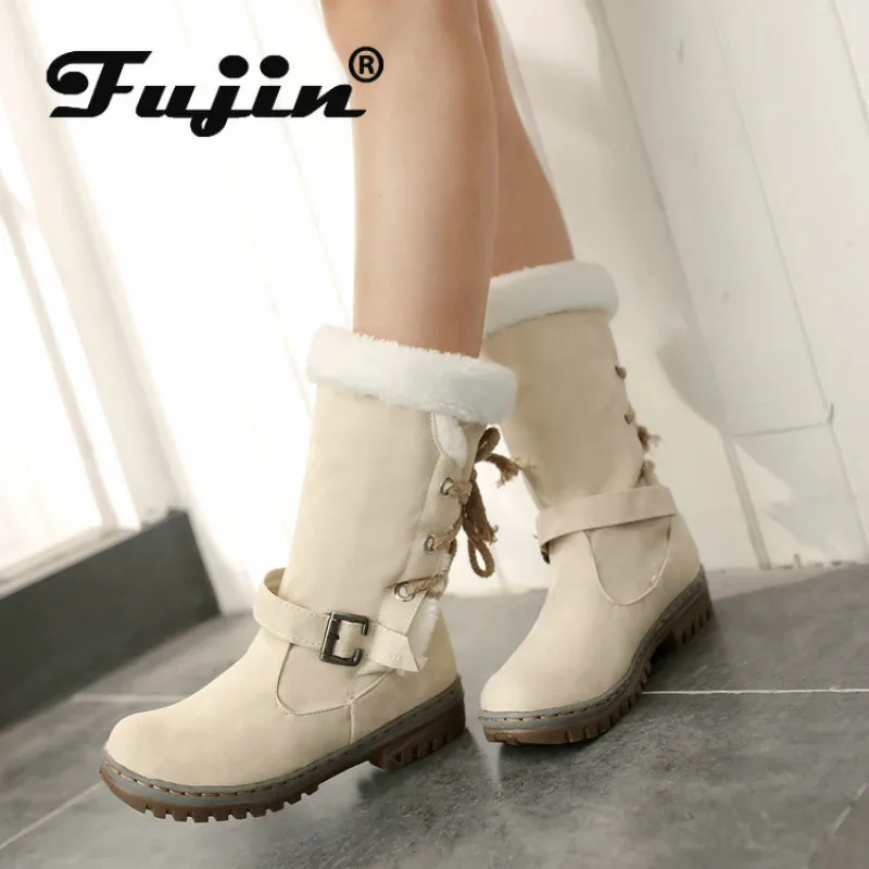 Fujin/женские ботильоны Зимние плюшевые теплые модные повседневные короткие