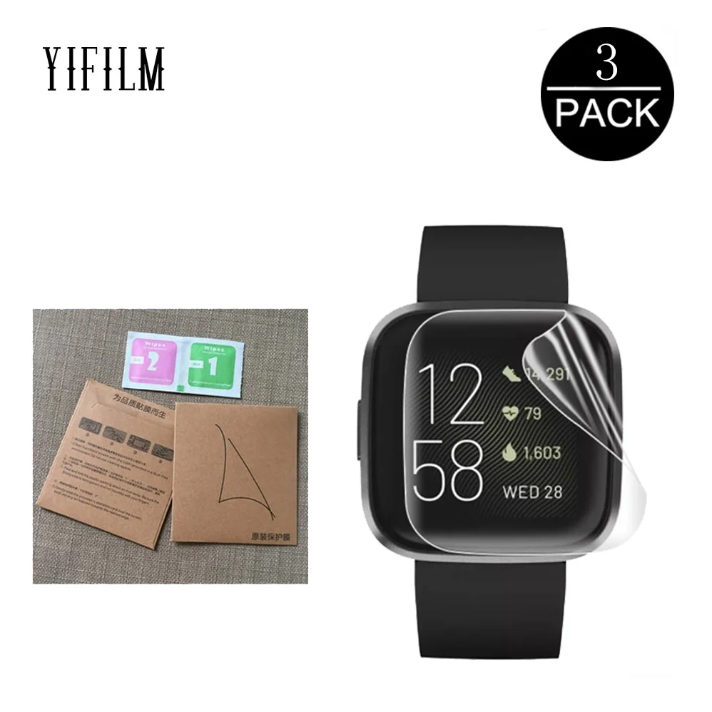 

3Pcs For Fitbit Versa 3 Versa3 SmartWatch Full Screen Protector Film Soft TPU Hydrogel HD Clear 4H Anti-Scratch Film Not Glass