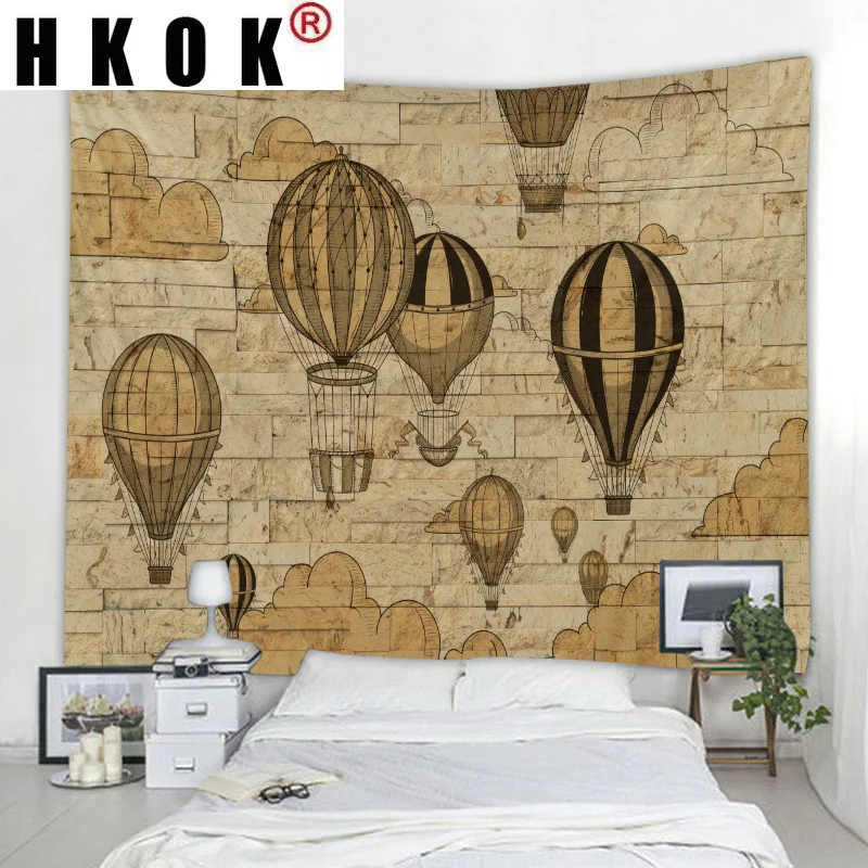 

HKOK Hot Air Balloon Tapestry Wall Rugs Wall Hanging Fabric Mural Background Cloth Towel Beach Fabric Blanket Bedroom Home Decor