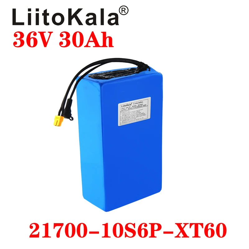 LiitoKala 36В батарея 30ah ebike 20A BMS 30AH 21700 10S6P литиевая для электрического велосипеда
