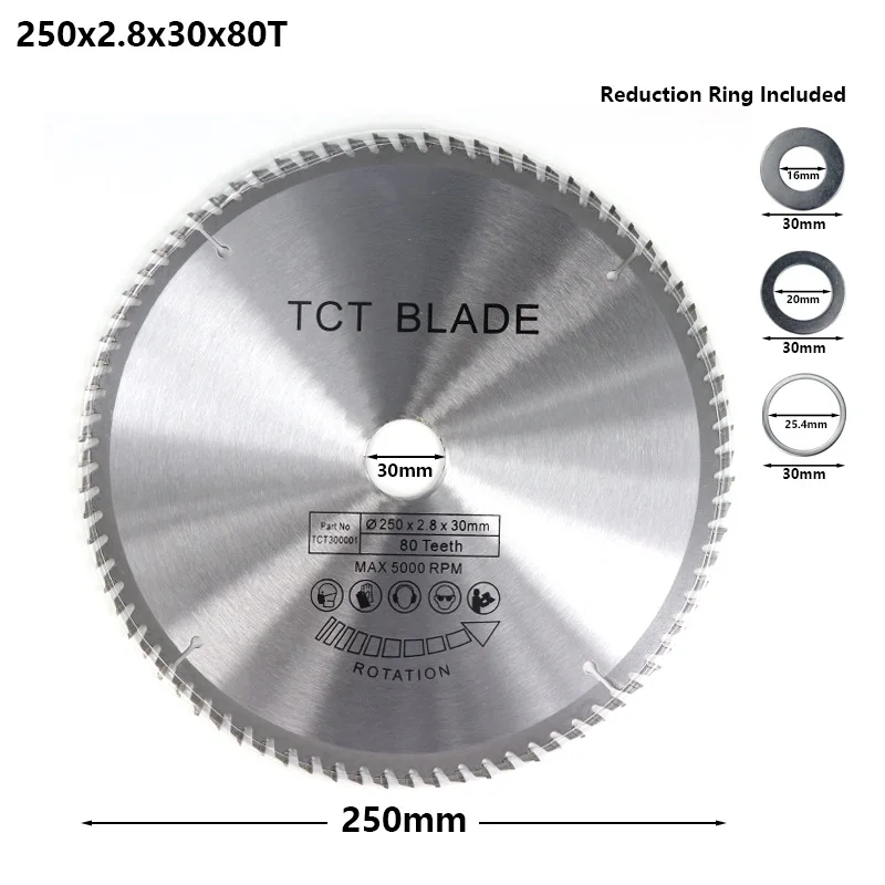 250x2.8x30x80T XCAN 1 шт. Диаметр 250-300 мм 28/40/60/80T циркулярная пила по дереву лезвие mulitpurpose TCT твердосплавный пильный диск - Цвет: 250x2.8x30x80T