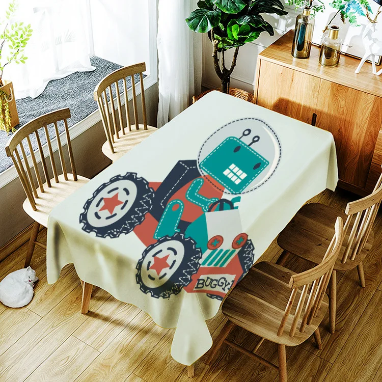 

Home decoration cute animal pattern printing washable tablecloth